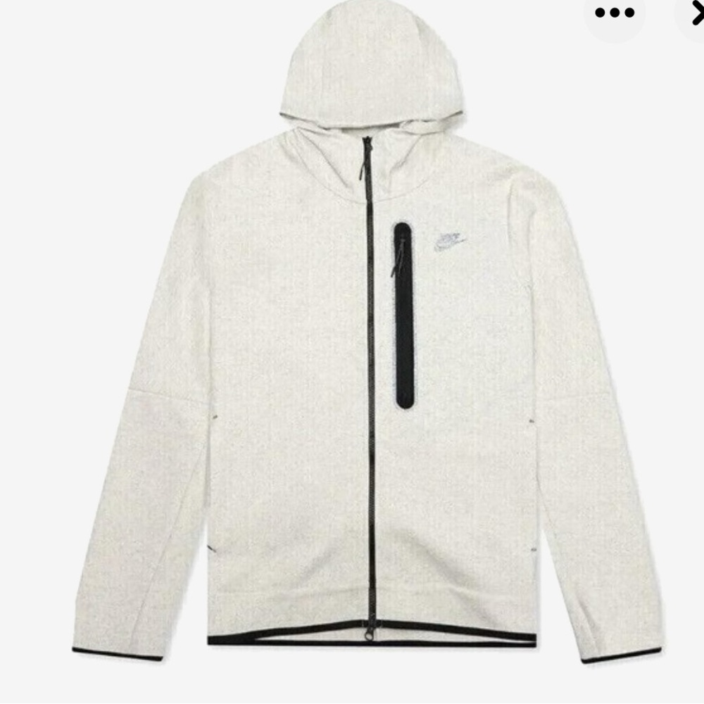 Nike Tech Fleece Heathered Grey/Cream Full Zip Hooded Jacket